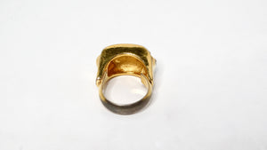 1980s Christian Dior Gold Plated 3-Row Cocktail Ring