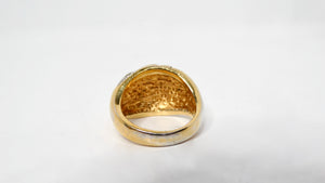 Vintage 1970s 18k Gold Plated & Crystal Striped Dome Ring