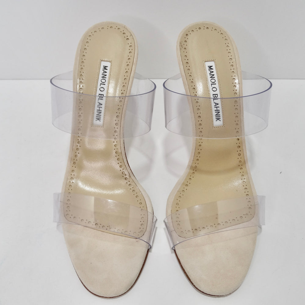 Manolo Blahnik Scolto Clear ECO PVC Open Toe Mules