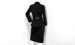 Chanel Black Ruched & Belted Silk Jacket & Skirt Suit Set circa 2019