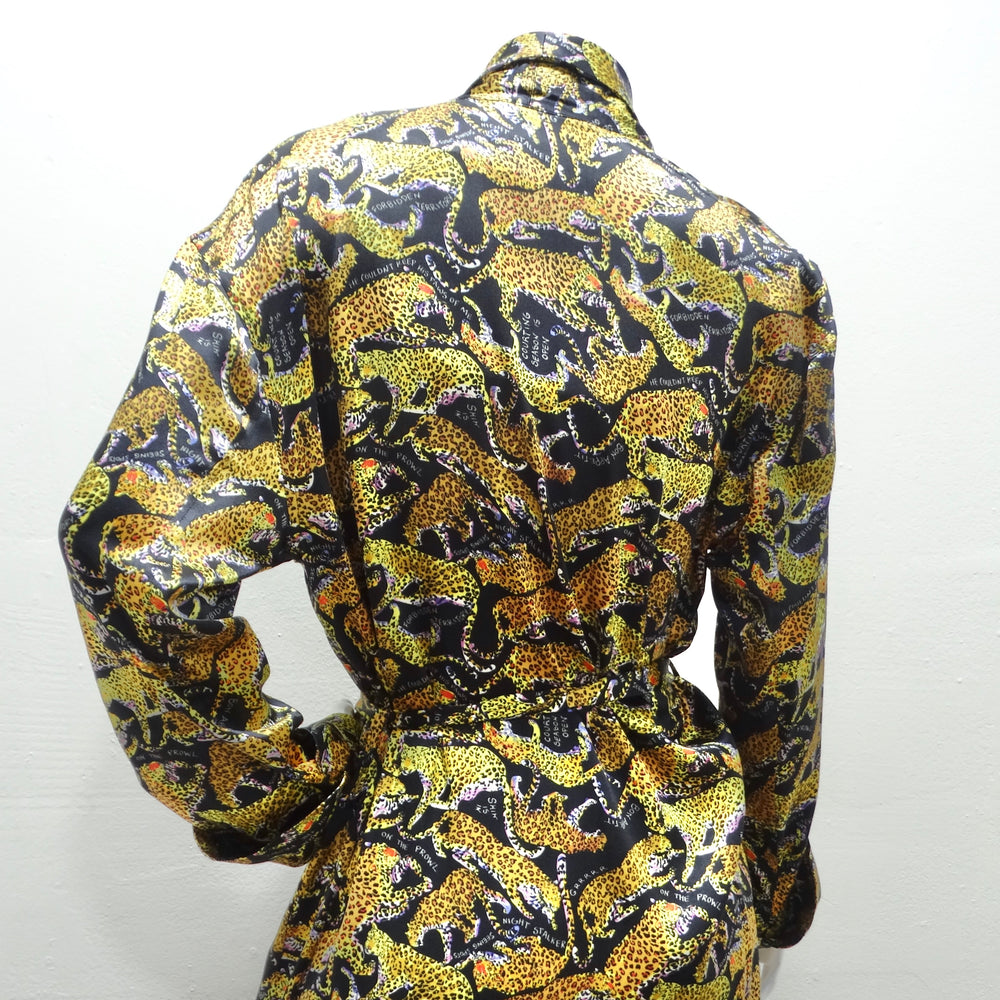 1992 Nicole Miller Cheetah Print Silk Robe