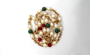 Karl Lagerfeld Pearl & Glass Beaded Chain Link Necklace circa 1990s