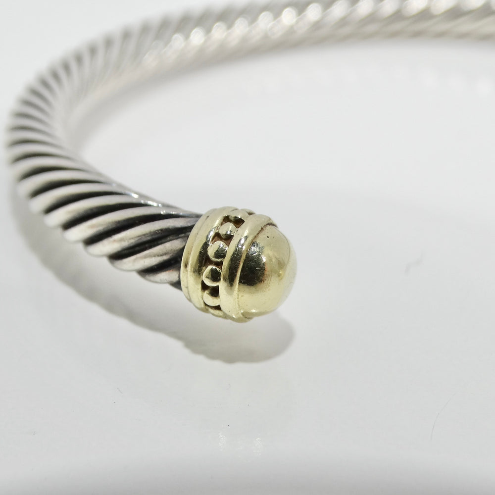 David Yurman 18K Gold Sterling Silver Classic Cable Cuff Bracelet