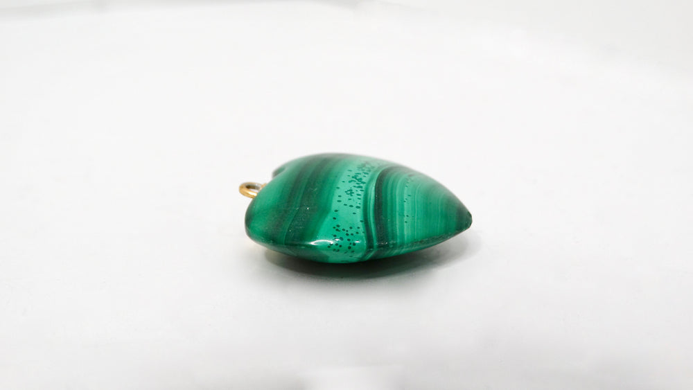 Vintage Polished Malachite Heart Pendant