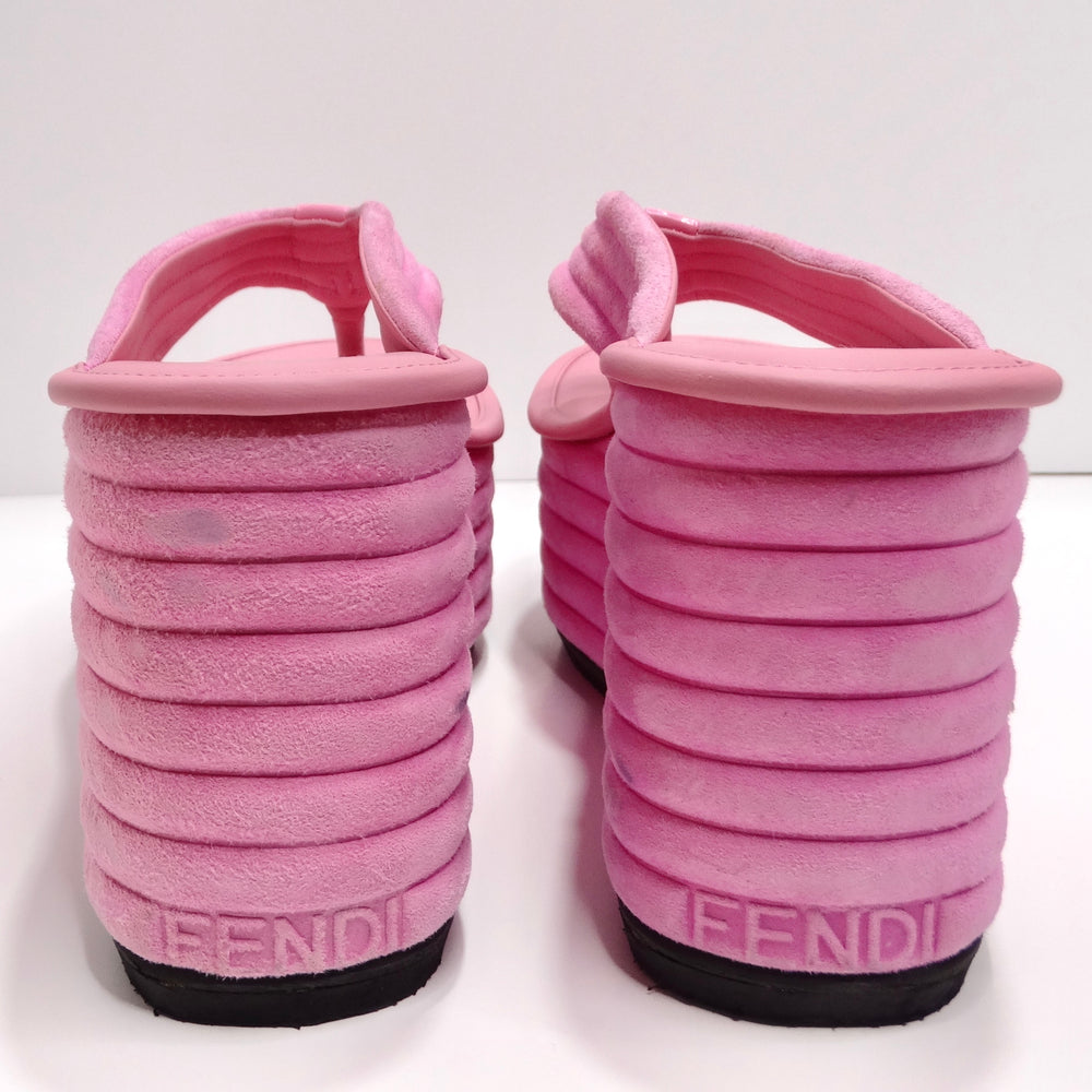Fendi Pink Suede Platform Flip Flops