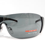 Prada 1990s Matte Black Shield Sunglasses