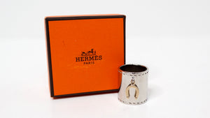 Hermes Palladium Horseshoe Charm Scarf Ring