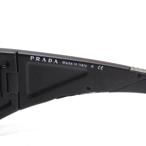 90s archive PRADA サングラス MADE IN ITALY Prada 1990s Matte Black Shield Sunglasses – Vintage by Misty