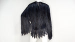 Italian Black Silk Ribbon Fringe Statement Crochet Jacket