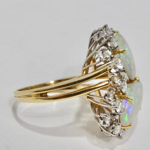 Australian Opal Sparkling Cocktail Diamond 18K Gold Ring