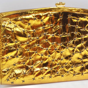 1980s Metallic Gold Textured Clutch