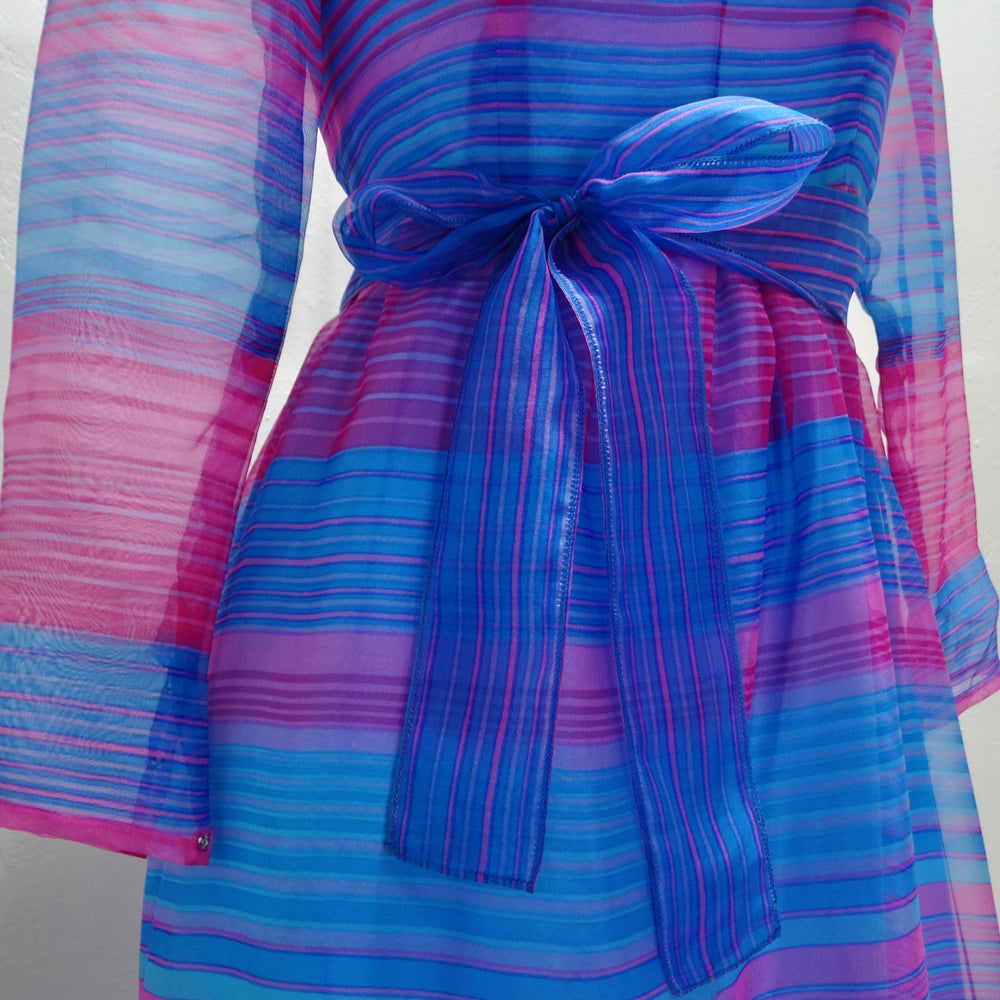 Givenchy 1980s Pink & Blue Stripe Dress