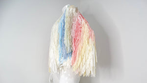 Italian Colorful Pastel Silk Ribbon Fringe Crochet Jacket