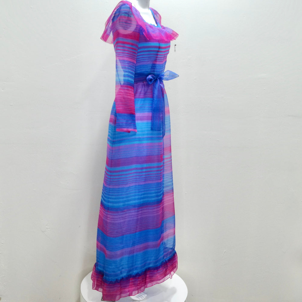 Givenchy 1980s Pink & Blue Stripe Dress Vintage by Misty Givenchy 1980s Pink & Blue Stripe Dress Vintage by Misty