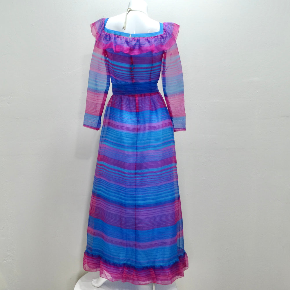 striped pink and purple dress Givenchy 1980s Pink & Blue Stripe Dress – Vintage by Misty