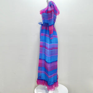 Givenchy 1980s Pink & Blue Stripe Dress Vintage by Misty Givenchy 1980s Pink & Blue Stripe Dress Vintage by Misty