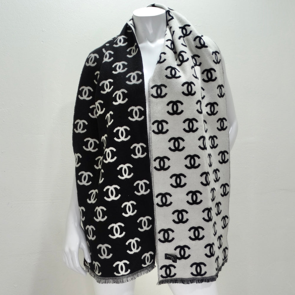 Chanel Cashmere Wool CC Two Tone Scarf
