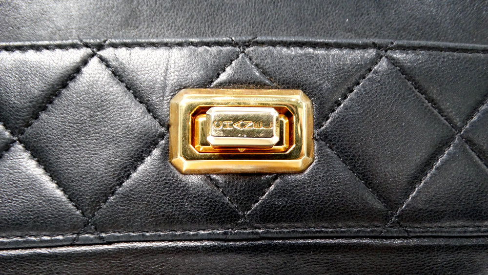 Chanel 1990s Black Lambskin Quilted Messenger Shoulder Bag