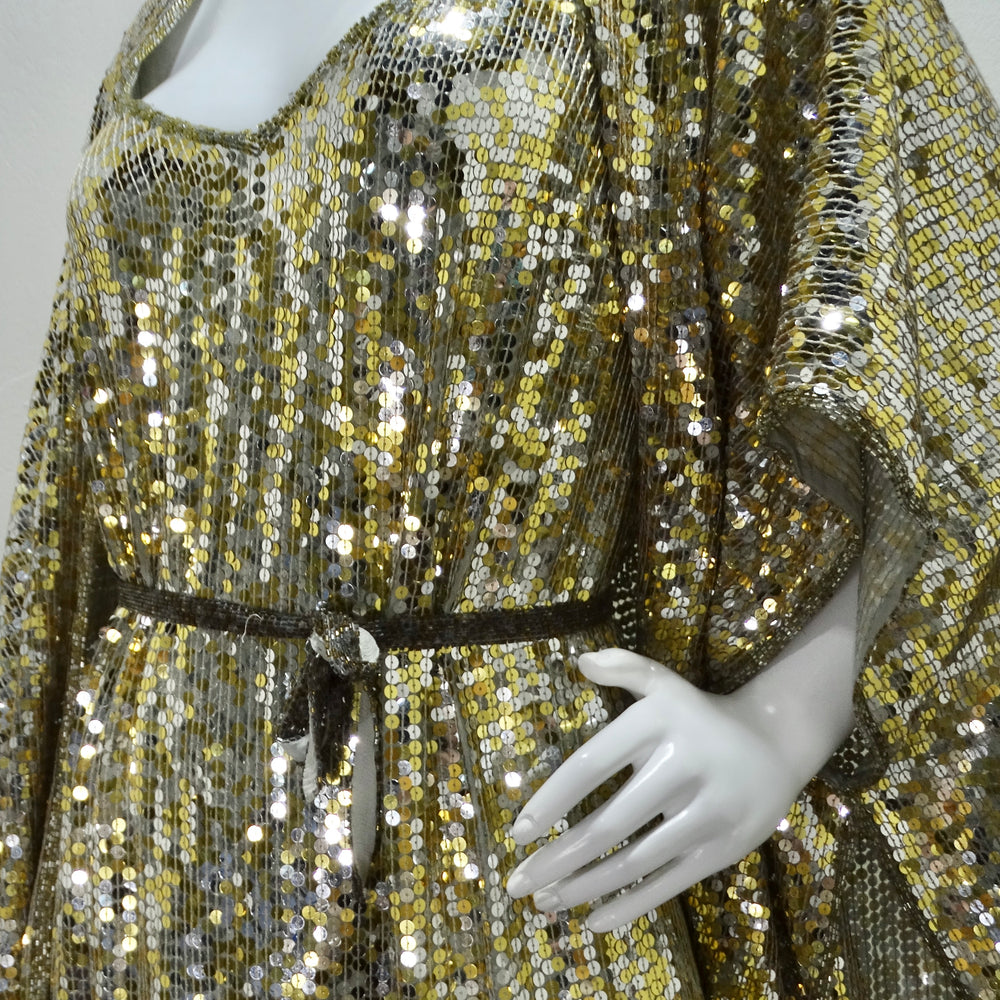 1980s Capriccio Gold Sequin Embellished Dress, Shawl & Belt Set Vintage by Misty 1980s Capriccio Gold Sequin Embellished Dress, Shawl & Belt Set Vintage by Misty
