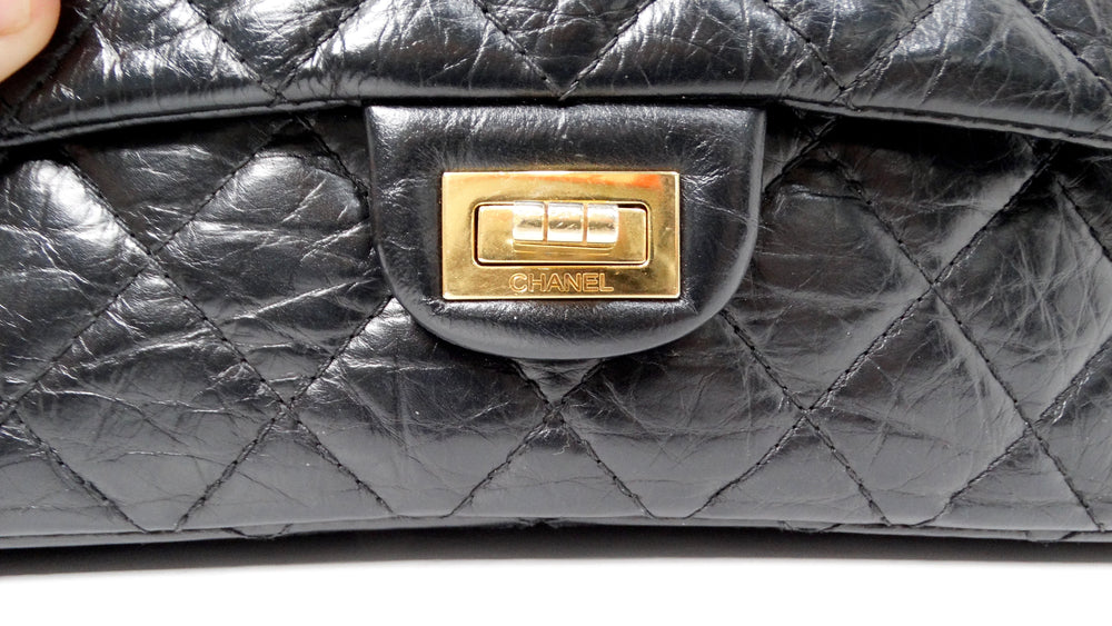 Chanel 2011 Black Quilted Aged Calfskin 2.55 Reissue Medium Double Flap Handbag