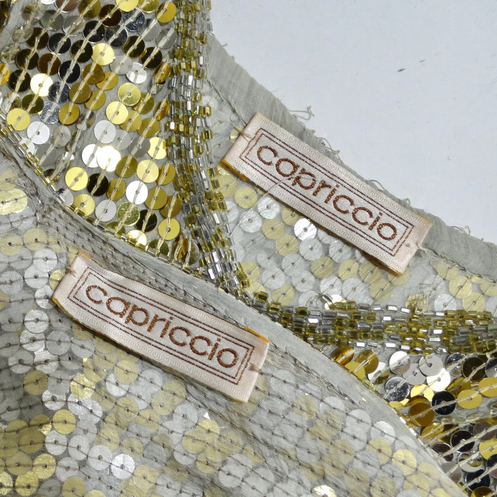 1980s Capriccio Gold Sequin Embellished Dress, Shawl & Belt Set Vintage by Misty 1980s Capriccio Gold Sequin Embellished Dress, Shawl & Belt Set Vintage by Misty