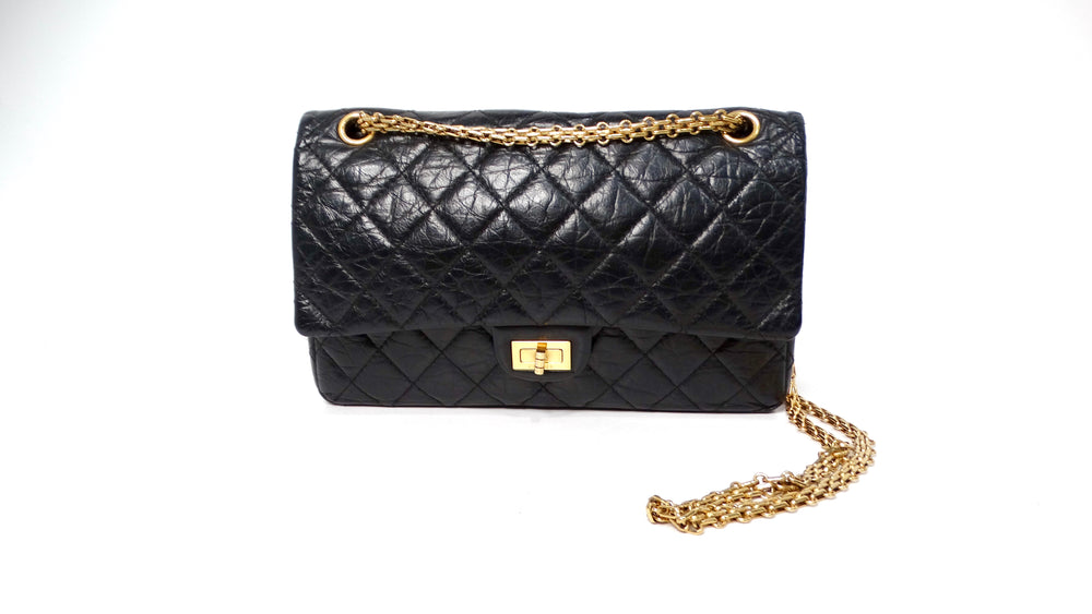 Chanel 2011 Black Quilted Aged Calfskin 2.55 Reissue Medium Double Flap Handbag