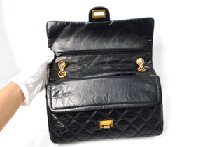 Chanel 2011 Black Quilted Aged Calfskin 2.55 Reissue Medium Double Flap Handbag