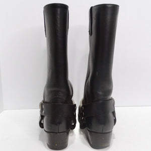 Gucci Black Leather Vintage Motorcycle Boots