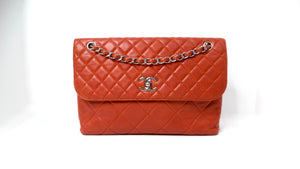 Chanel 2010 Burnt Orange In-The-Business Quilted Lambskin Large Single Flapbag