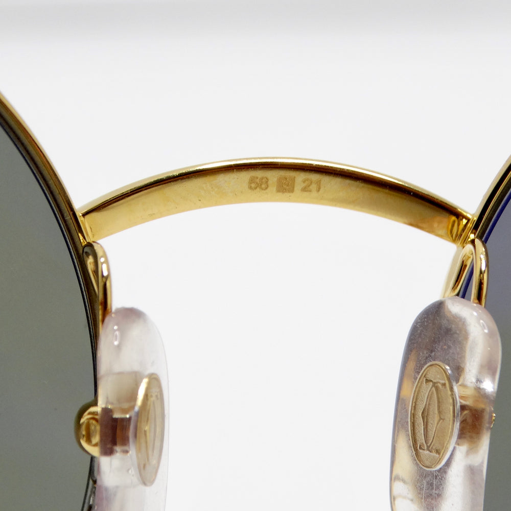 Cartier Gold Tone Panthère Round Sunglasses