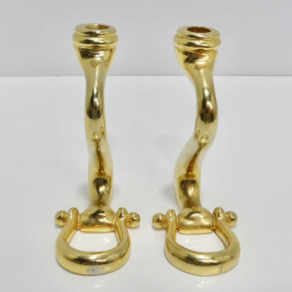 Gucci 1980s Brass Horse Bit Candle Holders