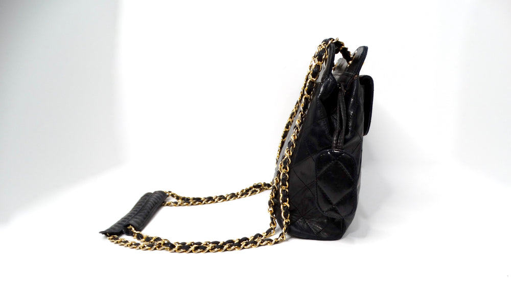 Chanel 1989 Interlocking CC Quilted Shiny Lambskin Pocket Shoulder Bag