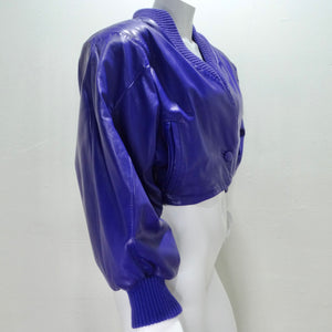 Claude Montana 1980s Purple Leather Cropped Jacket
