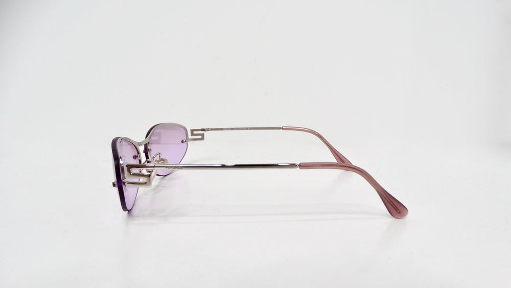Versace Oval Frameless Purple Lens Sunglasses circa 1990s