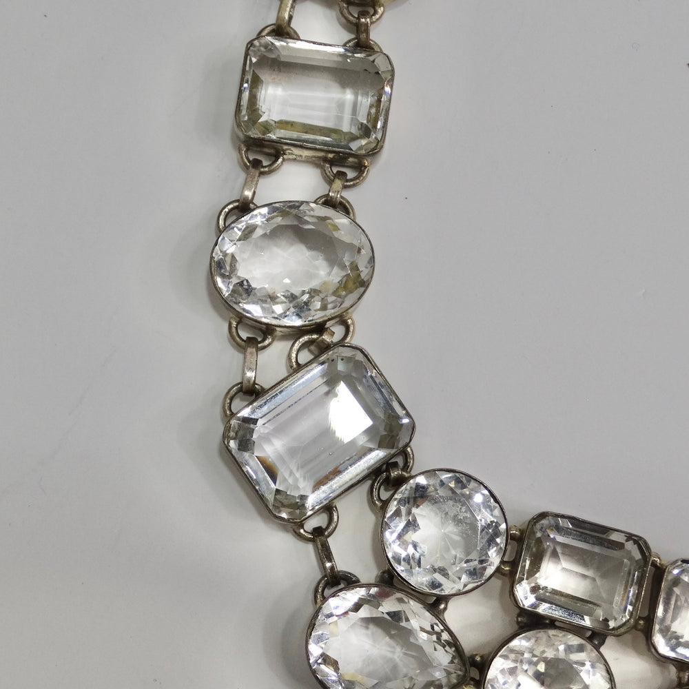 1990s Silver Crystal Necklace