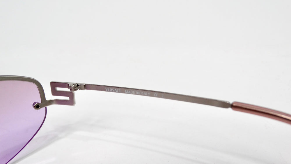 Versace Oval Frameless Purple Lens Sunglasses circa 1990s