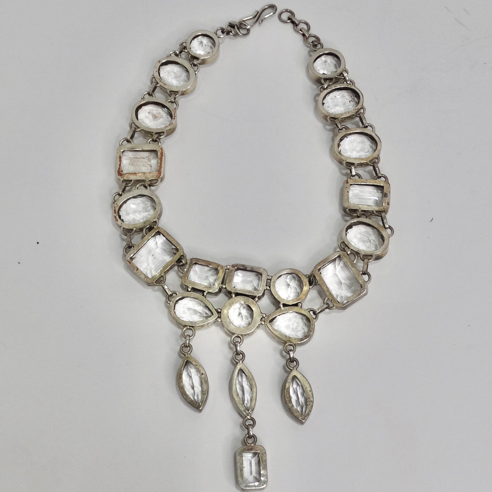1990s Silver Crystal Necklace