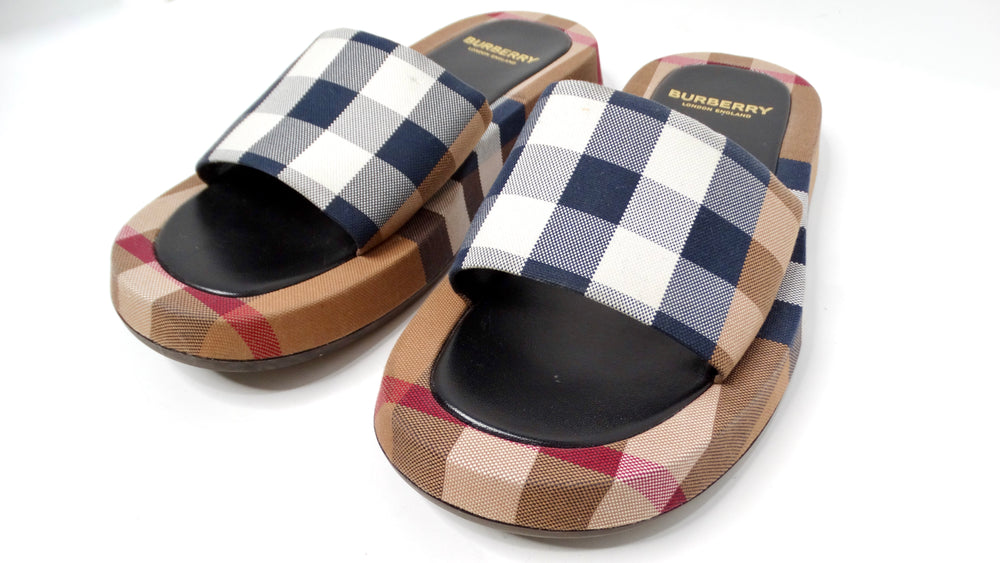 Burberry Buckingham Check Platform Slide Sandals