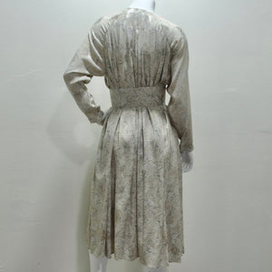 Geoffrey Beene 1980s Marble Print Belted Duster Dress