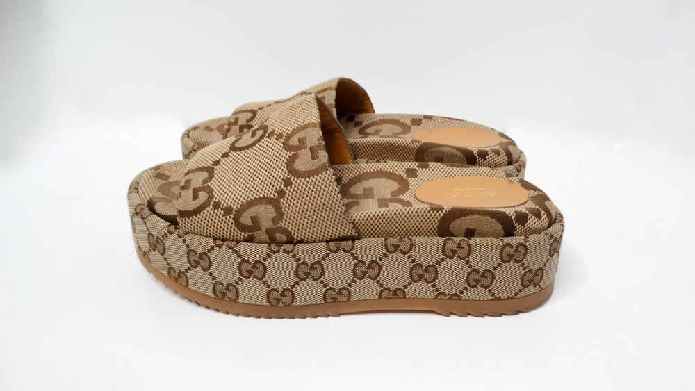 Gucci Monogram Maxi GG Angelina Platform Slide Sandals – Vintage