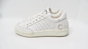 Chanel 2020 White Calfskin Perforated Leather Logo Sneakers