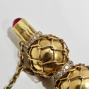 Cartier 24K Gold Diamond 1940s Perfume Bottle