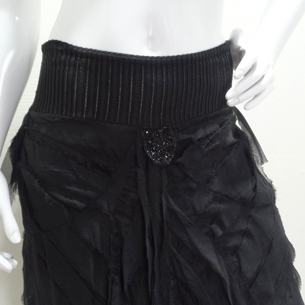 Roberto Cavalli 1990s Black Ruffle Midi Skirt