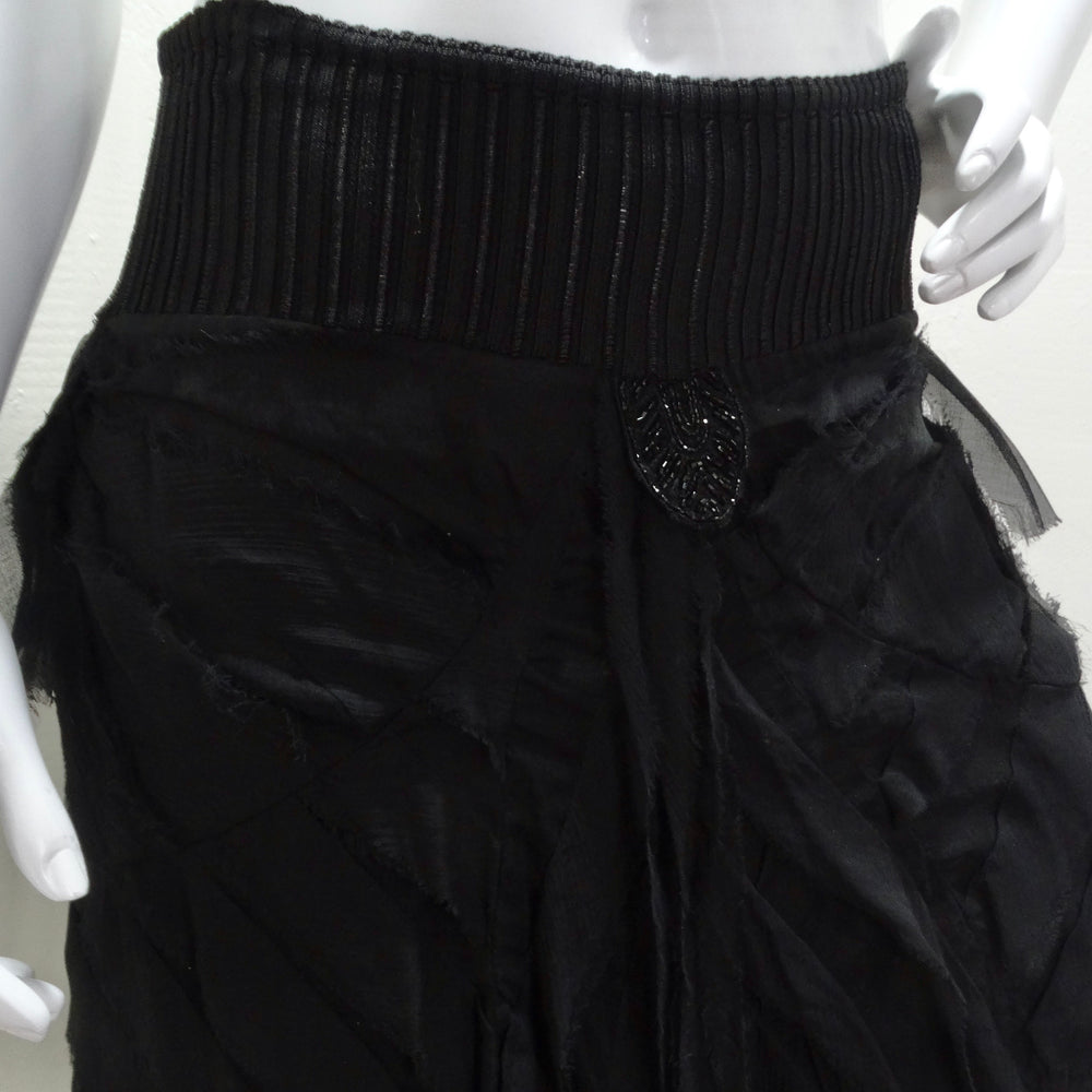 Roberto Cavalli 1990s Black Ruffle Midi Skirt