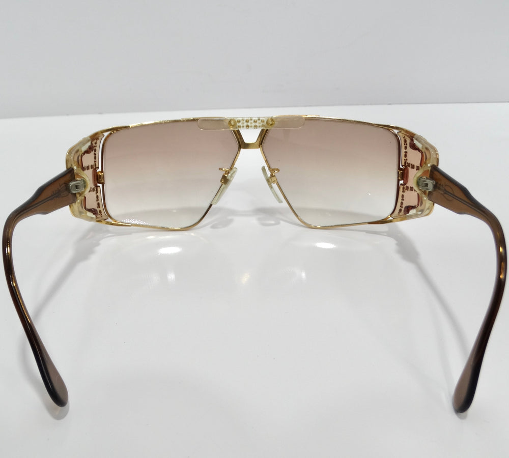Cazal 1980s 951 Gold Tone Sunglasses