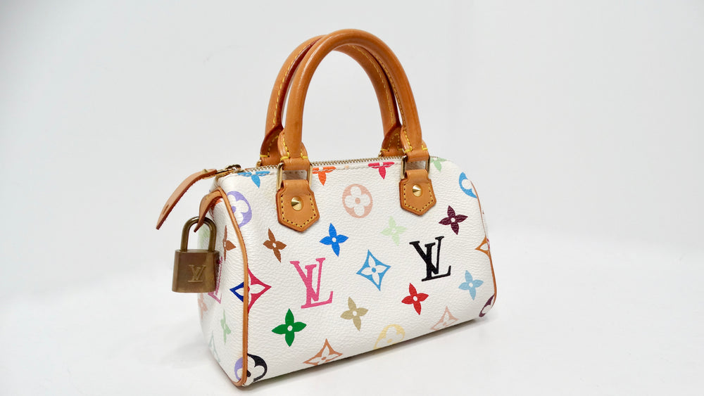 Louis Vuitton x Takashi Murakami Y2K White Multicolor Mini Speedy Handbag