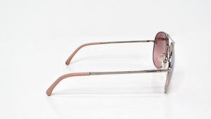 Chanel Pink & Silver-Tone Metal Frame Pilot Aviator Sunglasses