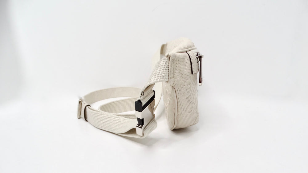 Gucci Cream Calfskin GG Tennis Embossed Belt Bag