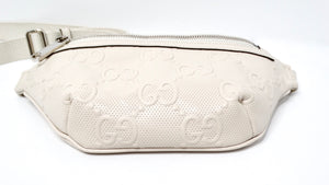 Gucci Cream Calfskin GG Tennis Embossed Belt Bag