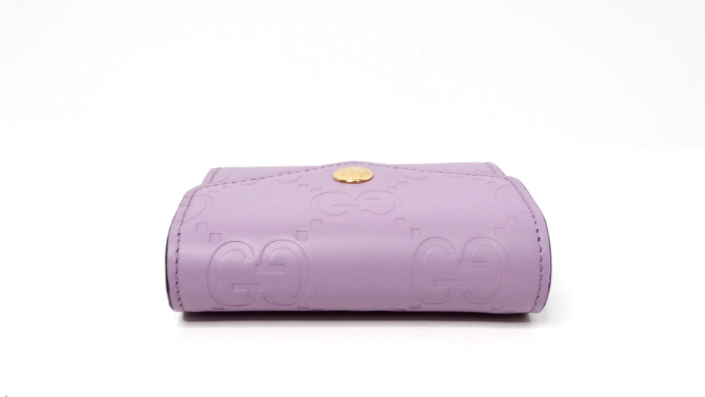 Gucci Lilac GG Embossed Leather Tri-Fold Square Wallet